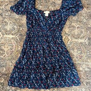 Altar'd State Navy Dress with Red and White Floral Pattern